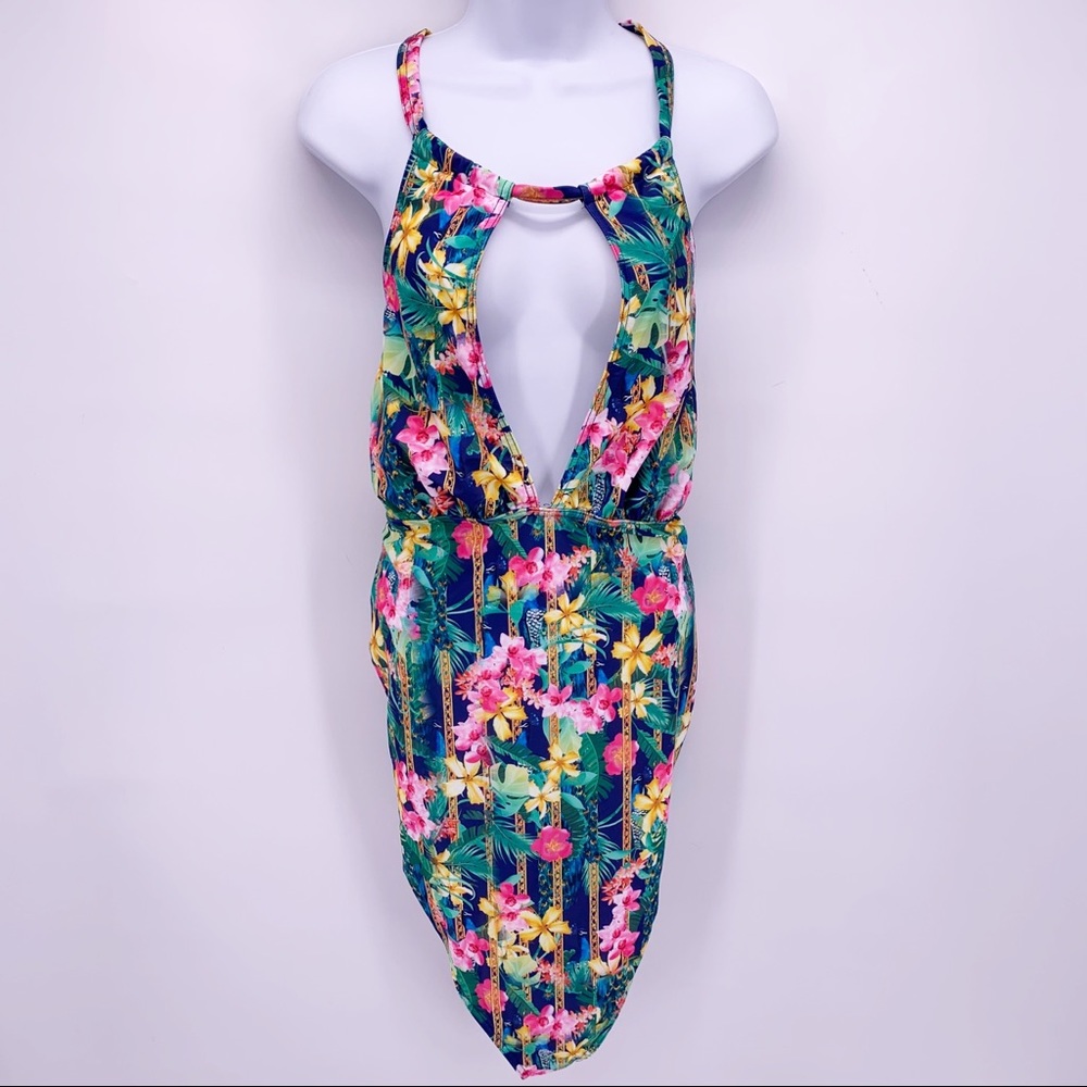 ASOS Tropical Floral Print Bathing Suit Plus Size 16
